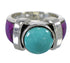 Southwestern Turquoise And Magenta Turquoise Silver Ring Size 5-1/2 WX82091